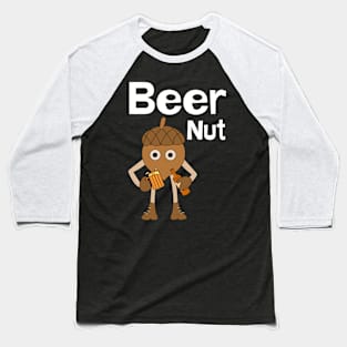 Beer Nut White Text Baseball T-Shirt